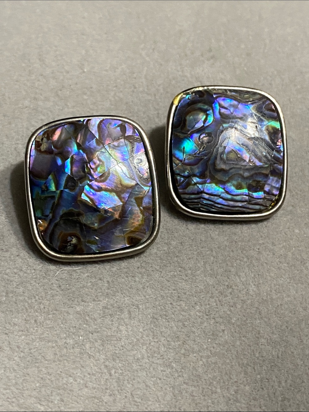 Abalone Shell Square Clip Earrings